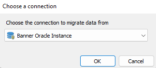 Choose a connection from which to migrate data over to the IntelleCheck Server Database.